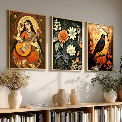 Madhubani  Wall  Art Paintings for Living Room - Wall Poster With frames