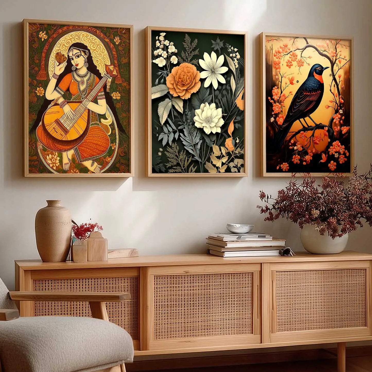 Madhubani  Wall  Art Paintings for Living Room - Wall Poster With frames
