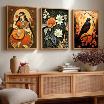 Madhubani  Wall  Art Paintings for Living Room - Wall Poster With frames