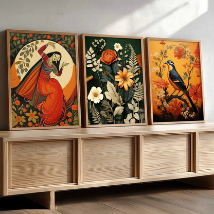 Madhubani  Wall  Art Paintings for Living Room - Wall Poster With frames