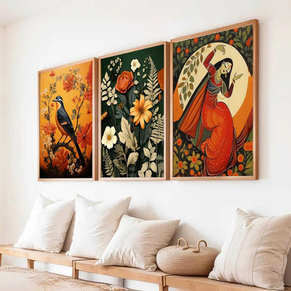 Madhubani  Wall  Art Paintings for Living Room - Wall Poster With frames