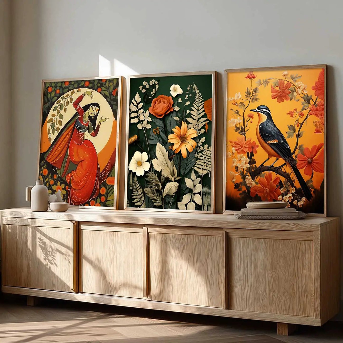 Madhubani  Wall  Art Paintings for Living Room - Wall Poster With frames