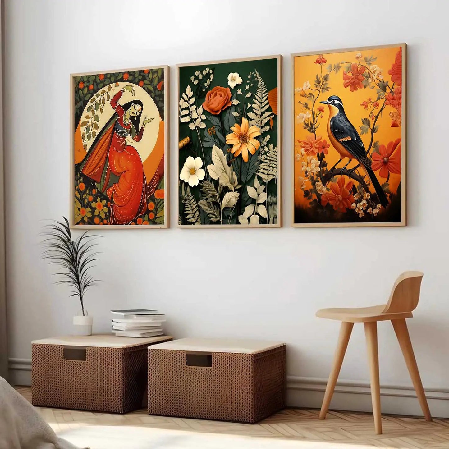 Madhubani  Wall  Art Paintings for Living Room - Wall Poster With frames