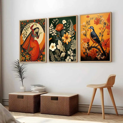 Madhubani  Wall  Art Paintings for Living Room - Wall Poster With frames