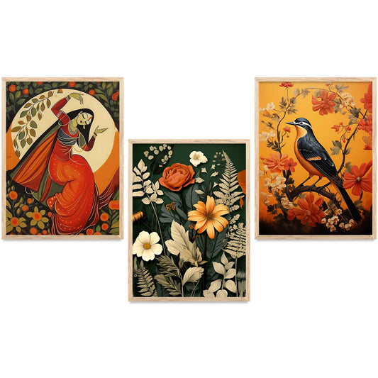 Madhubani  Wall  Art Paintings for Living Room - Wall Poster With frames