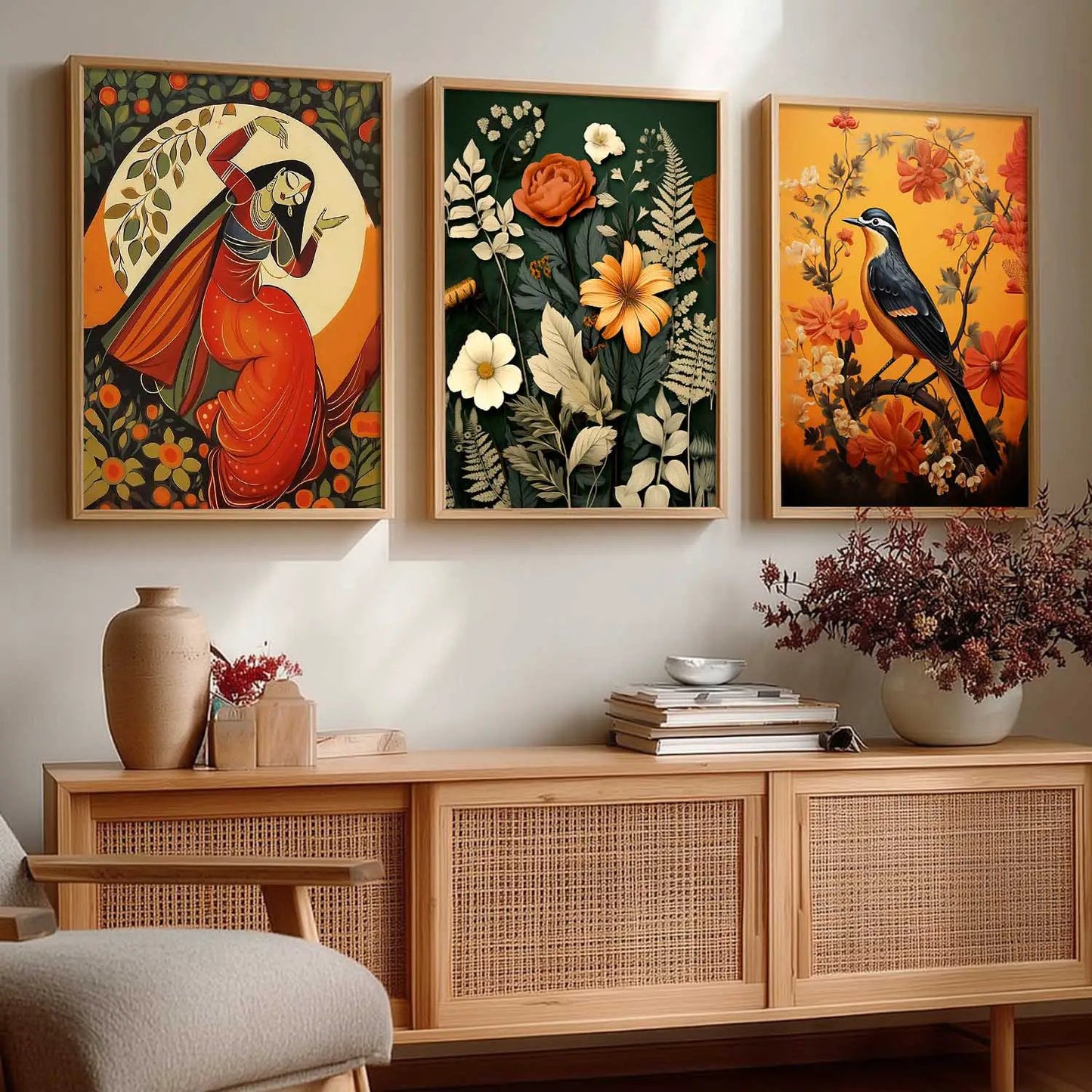 Madhubani  Wall  Art Paintings for Living Room - Wall Poster With frames