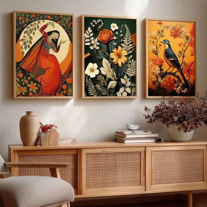 Madhubani  Wall  Art Paintings for Living Room - Wall Poster With frames