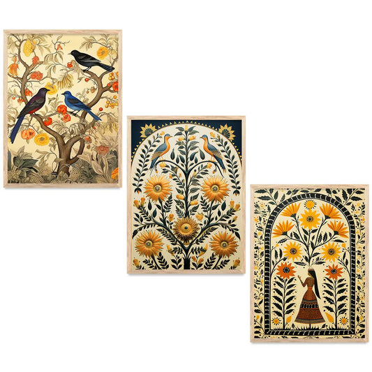 Madhubani   Wall  Art Paintings for Living Room - Wall Poster With frames