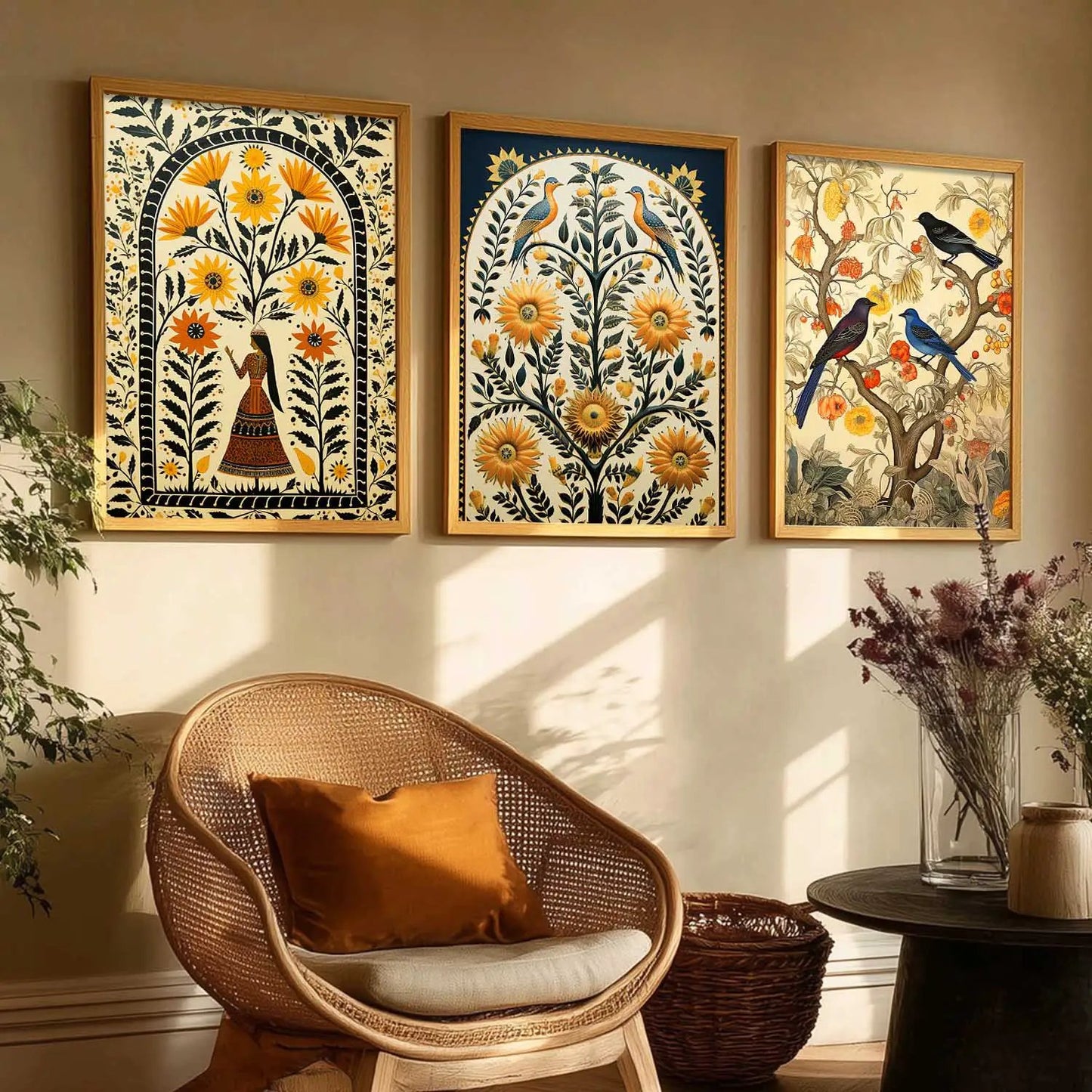 Madhubani   Wall  Art Paintings for Living Room - Wall Poster With frames