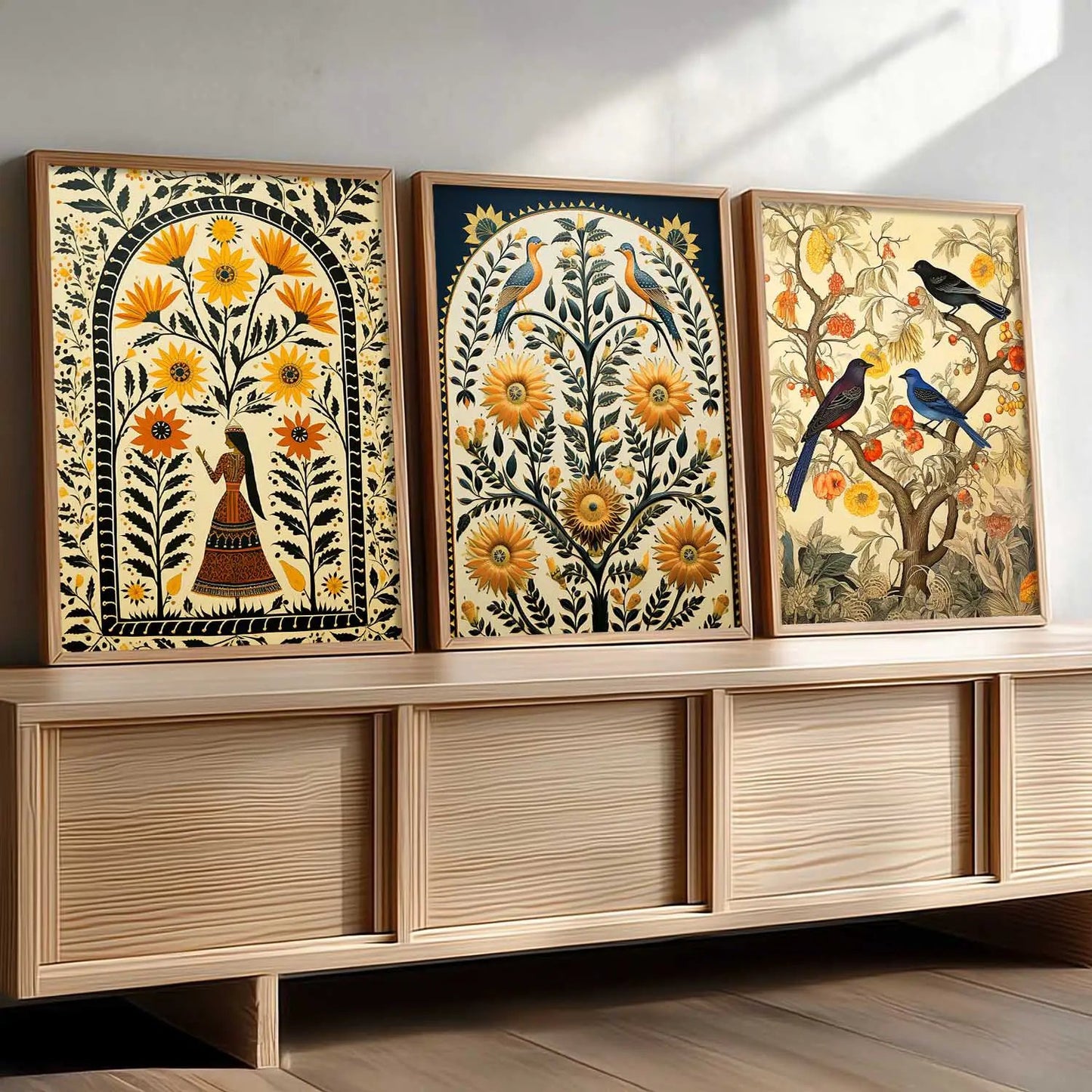 Madhubani   Wall  Art Paintings for Living Room - Wall Poster With frames