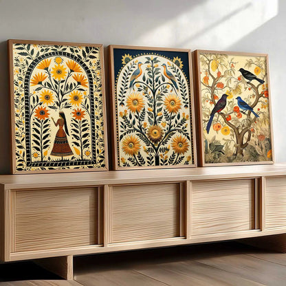 Madhubani   Wall  Art Paintings for Living Room - Wall Poster With frames