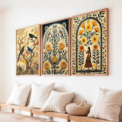 Madhubani   Wall  Art Paintings for Living Room - Wall Poster With frames