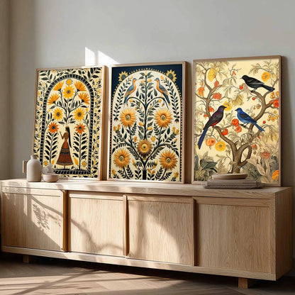 Madhubani   Wall  Art Paintings for Living Room - Wall Poster With frames