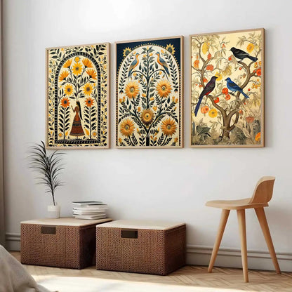 Madhubani   Wall  Art Paintings for Living Room - Wall Poster With frames
