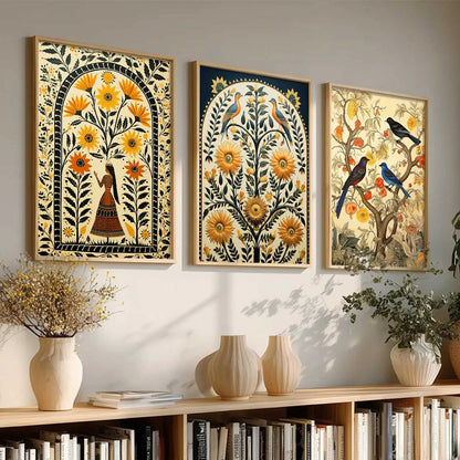Madhubani   Wall  Art Paintings for Living Room - Wall Poster With frames