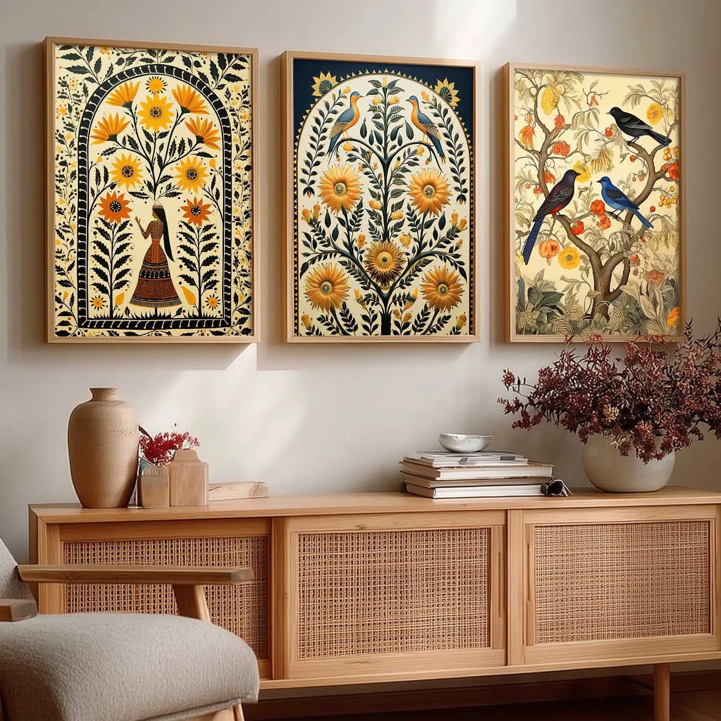 Madhubani   Wall  Art Paintings for Living Room - Wall Poster With frames