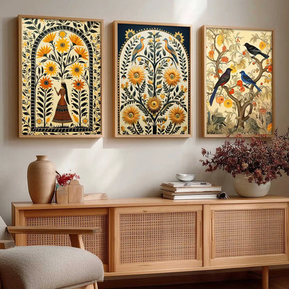 Madhubani   Wall  Art Paintings for Living Room - Wall Poster With frames