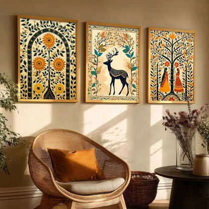Madhubani  Wall  Art Paintings for Living Room - Wall Poster With frames