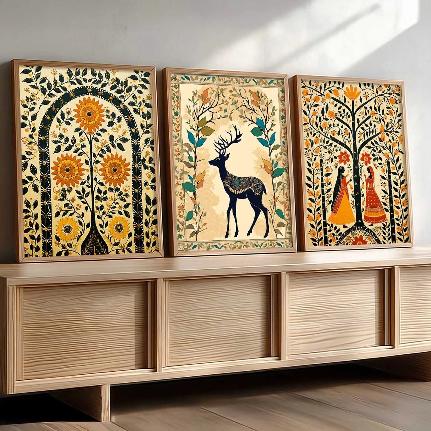 Madhubani  Wall  Art Paintings for Living Room - Wall Poster With frames