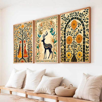 Madhubani  Wall  Art Paintings for Living Room - Wall Poster With frames