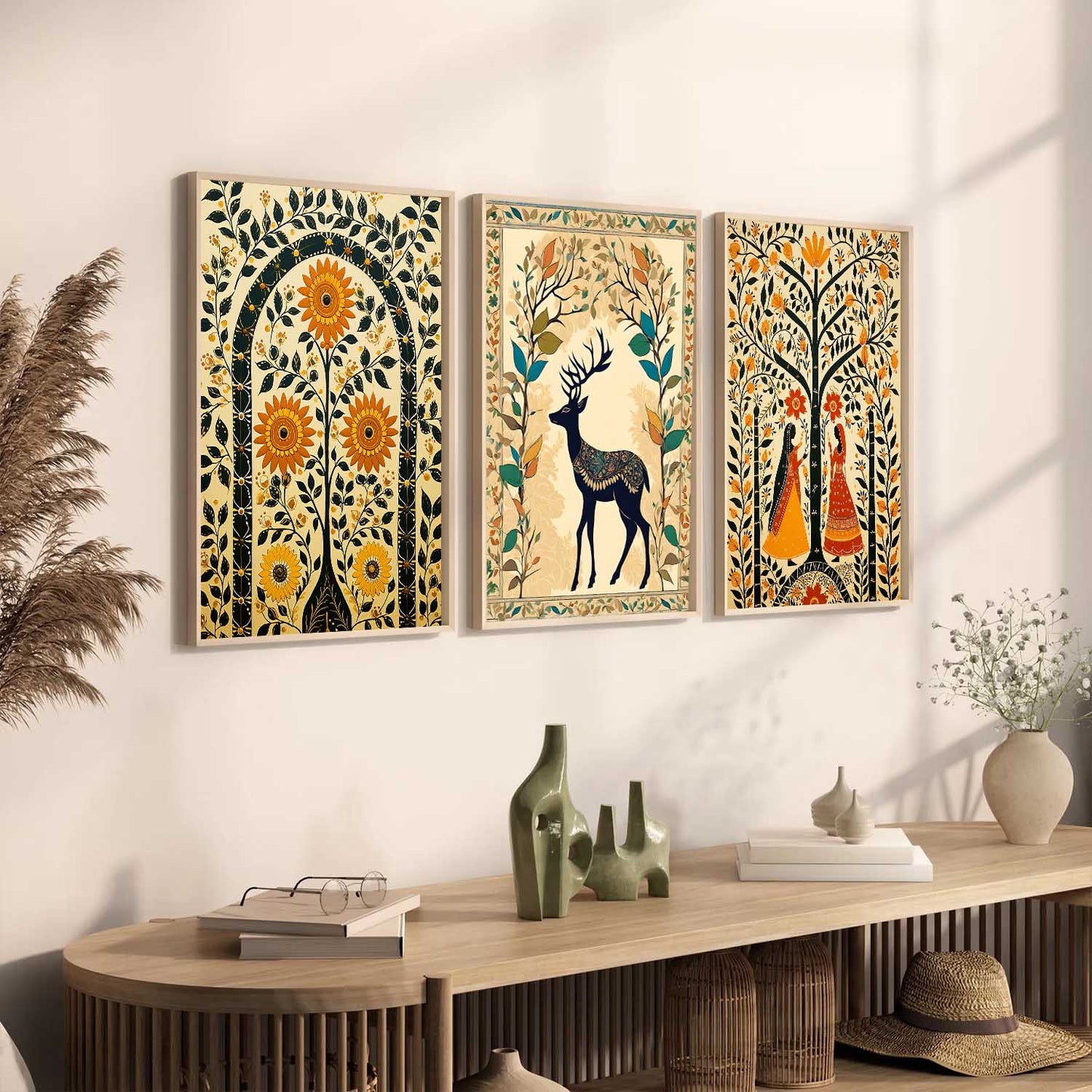 Madhubani  Wall  Art Paintings for Living Room - Wall Poster With frames