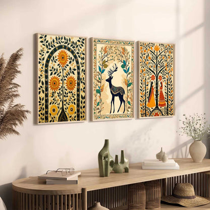 Madhubani  Wall  Art Paintings for Living Room - Wall Poster With frames