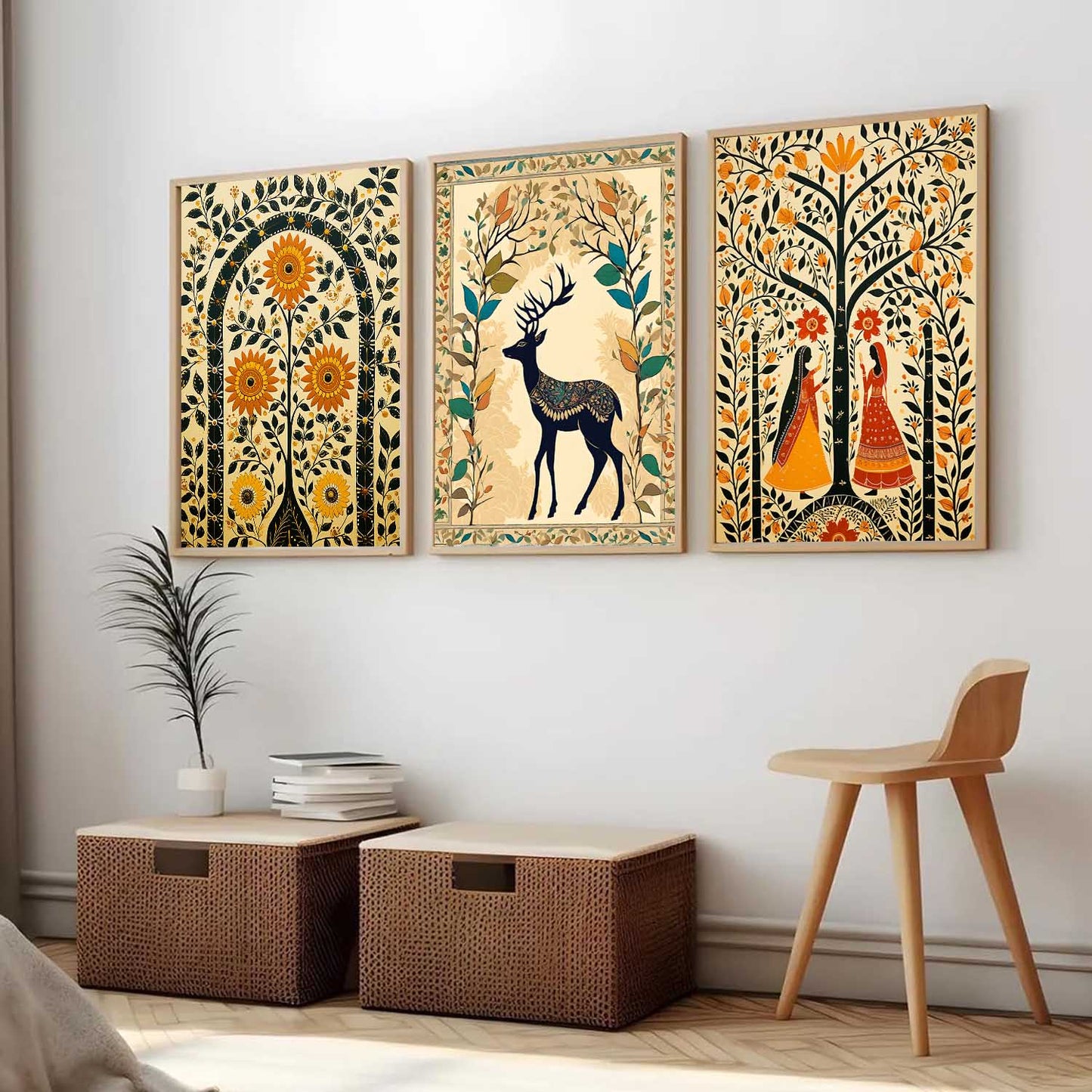 Madhubani  Wall  Art Paintings for Living Room - Wall Poster With frames