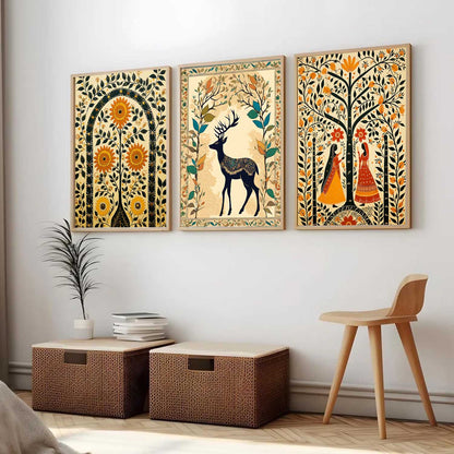 Madhubani  Wall  Art Paintings for Living Room - Wall Poster With frames