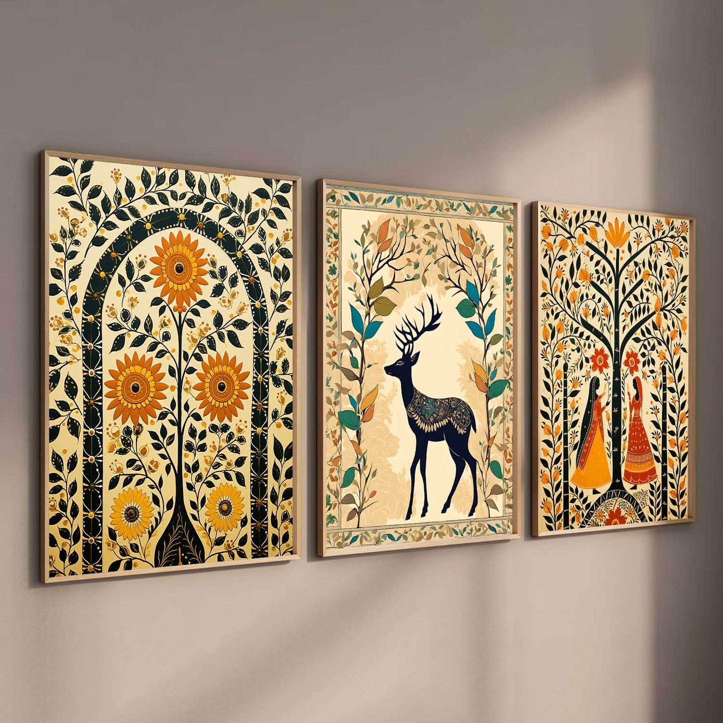 Madhubani  Wall  Art Paintings for Living Room - Wall Poster With frames