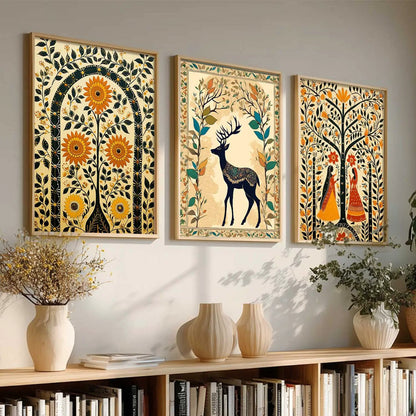 Madhubani  Wall  Art Paintings for Living Room - Wall Poster With frames