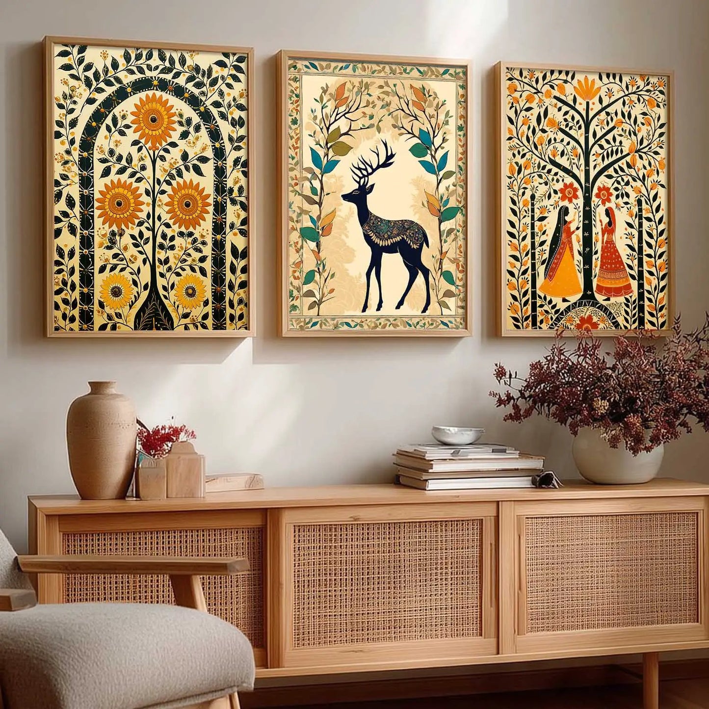 Madhubani  Wall  Art Paintings for Living Room - Wall Poster With frames