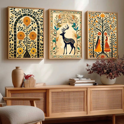 Madhubani  Wall  Art Paintings for Living Room - Wall Poster With frames
