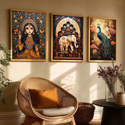 Madhubani   Wall  Art Paintings for Living Room - Wall Poster With frames