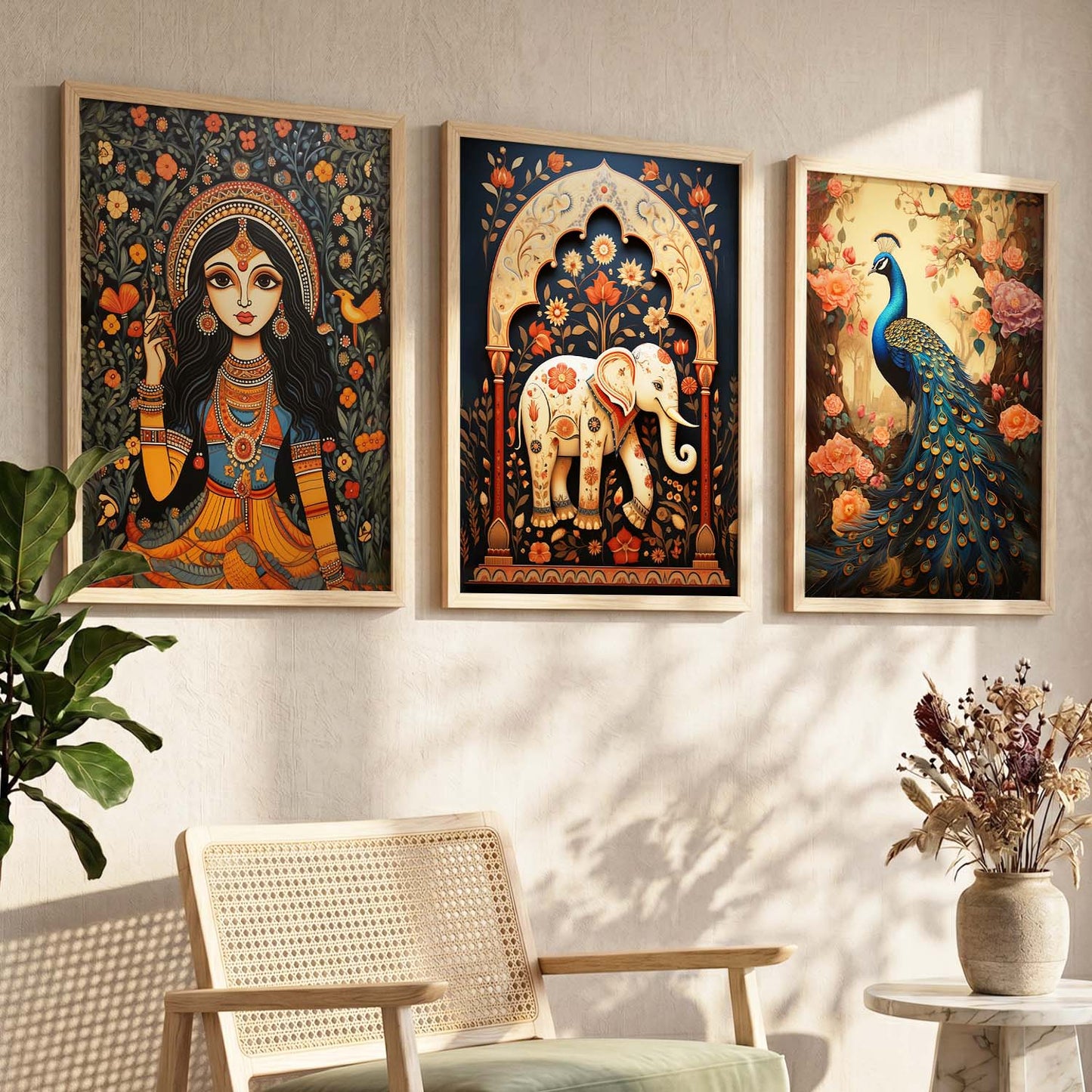 Madhubani   Wall  Art Paintings for Living Room - Wall Poster With frames