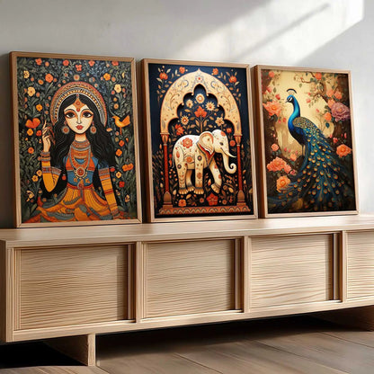 Madhubani   Wall  Art Paintings for Living Room - Wall Poster With frames