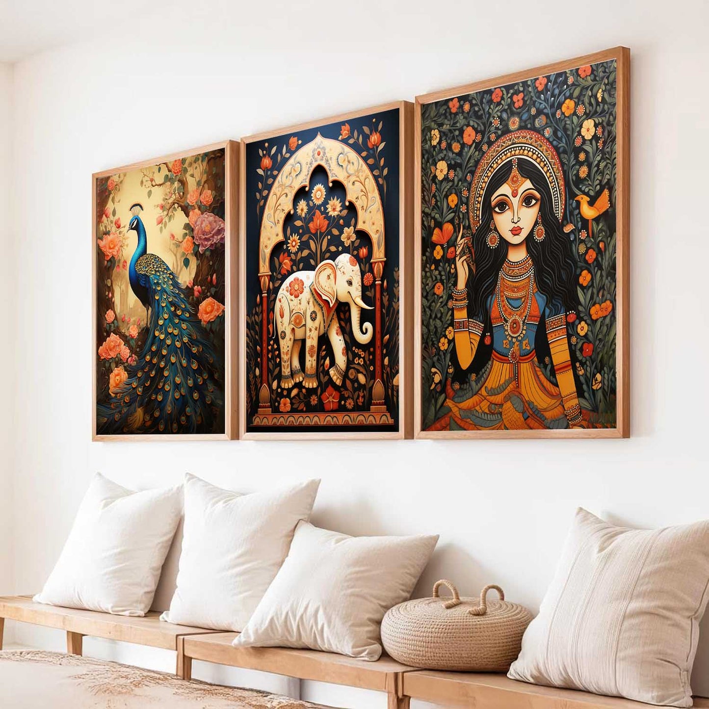 Madhubani   Wall  Art Paintings for Living Room - Wall Poster With frames