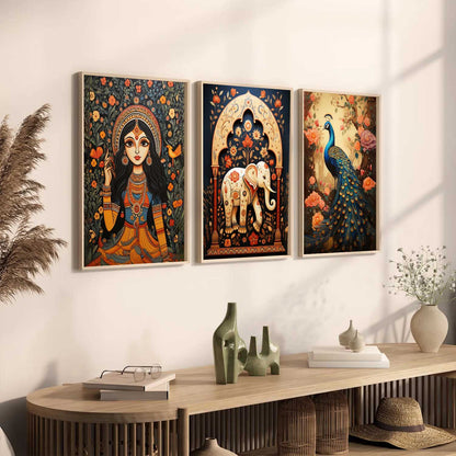 Madhubani   Wall  Art Paintings for Living Room - Wall Poster With frames