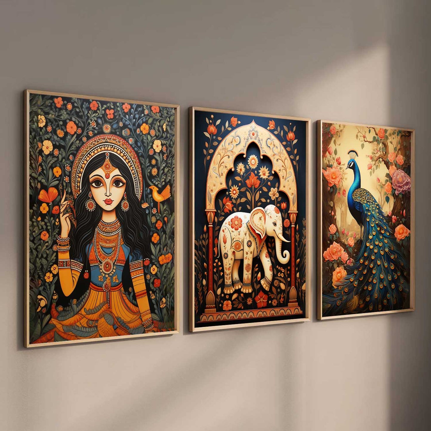 Madhubani   Wall  Art Paintings for Living Room - Wall Poster With frames