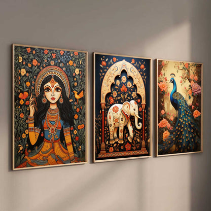 Madhubani   Wall  Art Paintings for Living Room - Wall Poster With frames