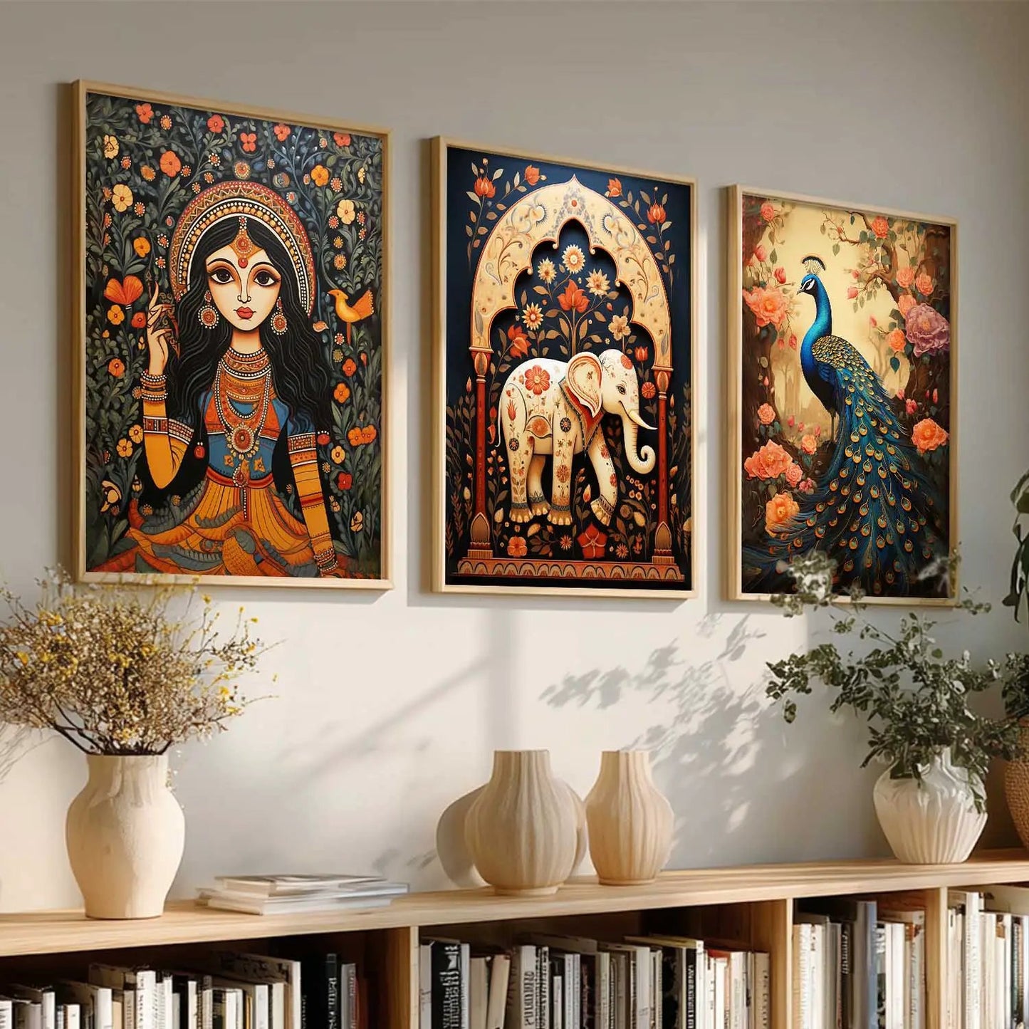 Madhubani   Wall  Art Paintings for Living Room - Wall Poster With frames