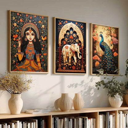 Madhubani   Wall  Art Paintings for Living Room - Wall Poster With frames