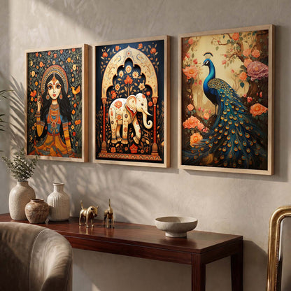 Madhubani   Wall  Art Paintings for Living Room - Wall Poster With frames