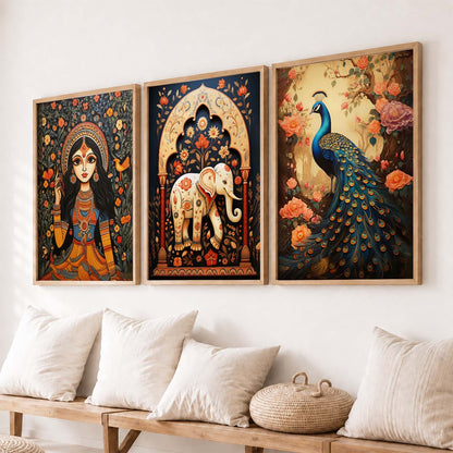Madhubani   Wall  Art Paintings for Living Room - Wall Poster With frames