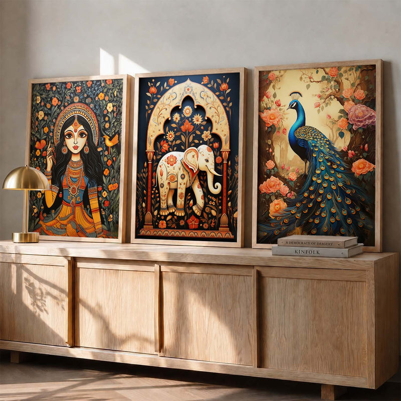 Madhubani   Wall  Art Paintings for Living Room - Wall Poster With frames