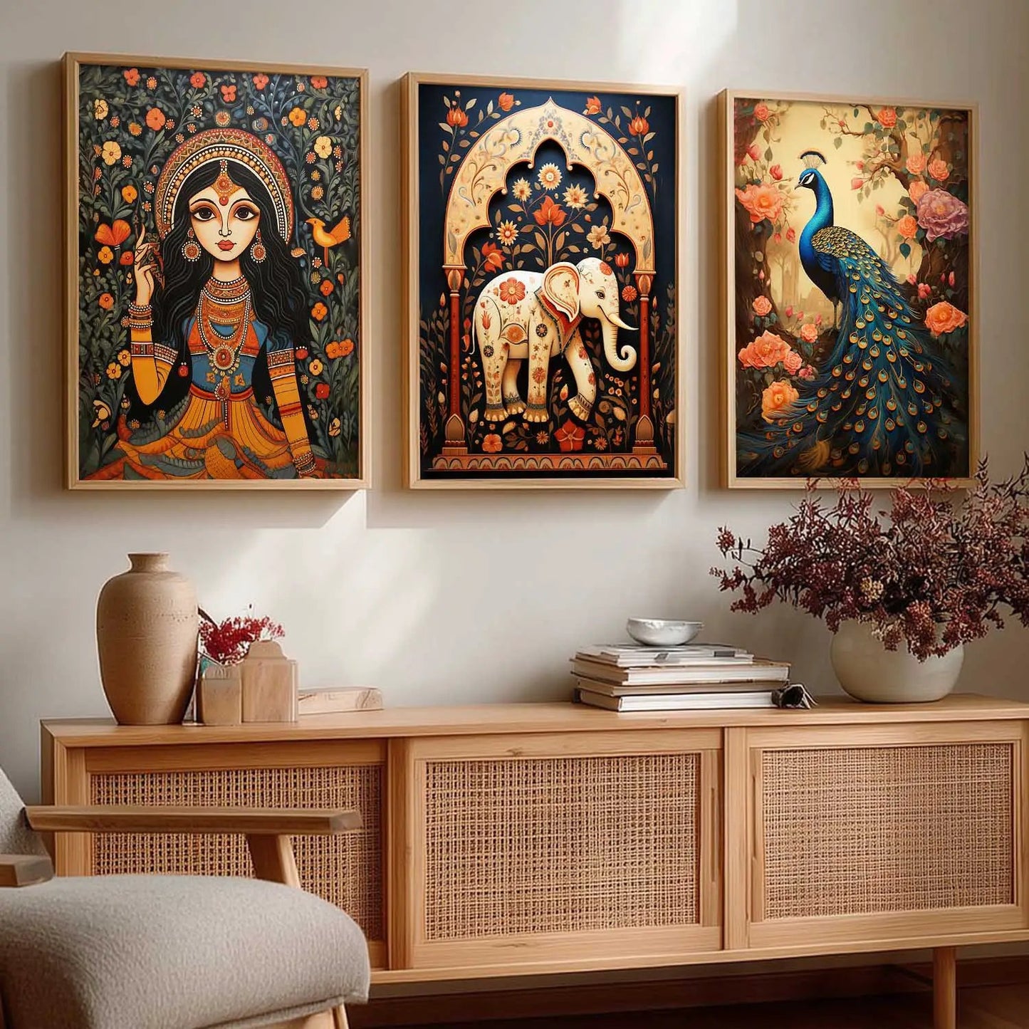 Madhubani   Wall  Art Paintings for Living Room - Wall Poster With frames