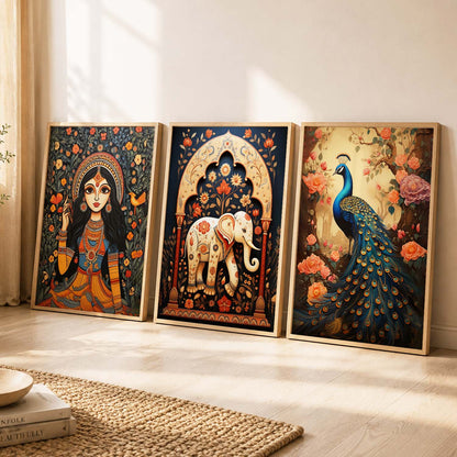 Madhubani   Wall  Art Paintings for Living Room - Wall Poster With frames