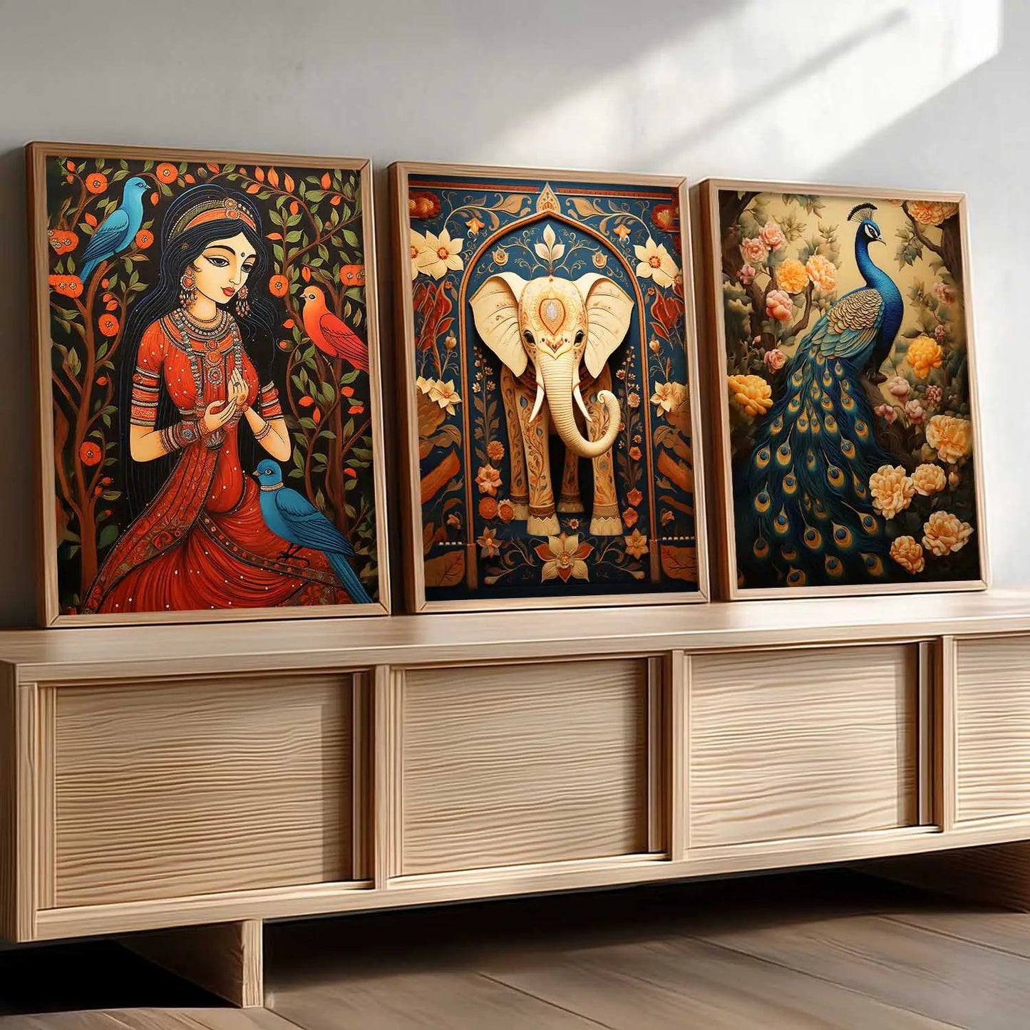 Madhubani  Wall Art Paintings for Living Room - Wall Poster With frames