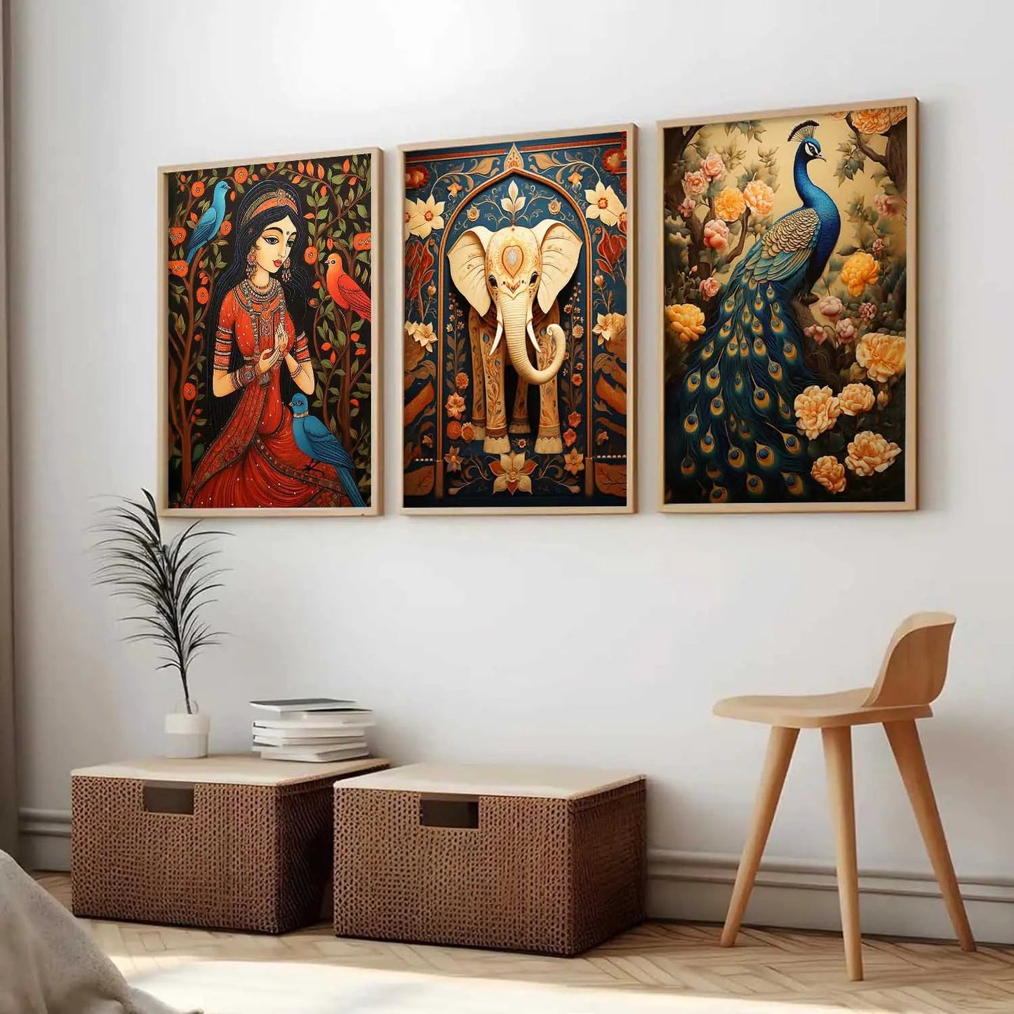 Madhubani  Wall Art Paintings for Living Room - Wall Poster With frames