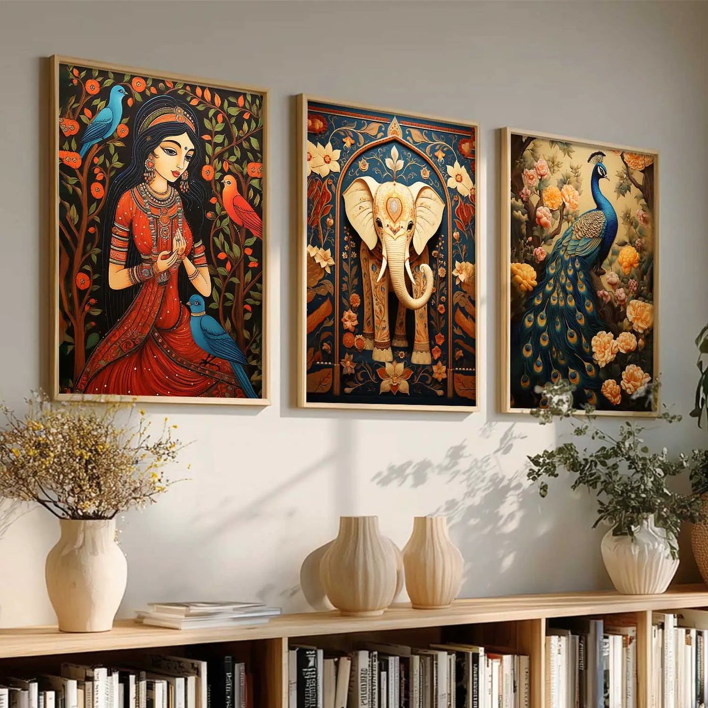 Madhubani  Wall Art Paintings for Living Room - Wall Poster With frames