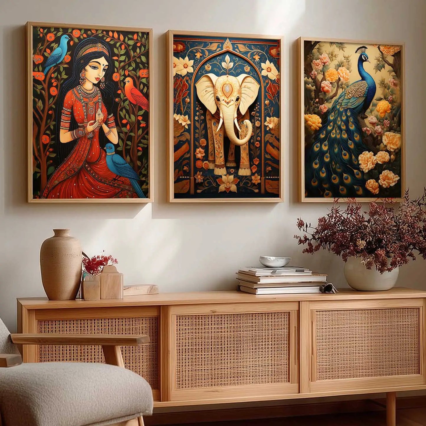 Madhubani  Wall Art Paintings for Living Room - Wall Poster With frames